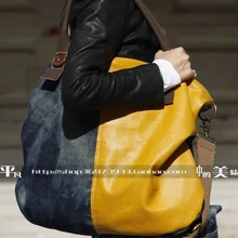 Новое поступление женские джинсовые сумки из натуральной кожи винтажные повседневные женские сумки из воловьей кожи в стиле панк