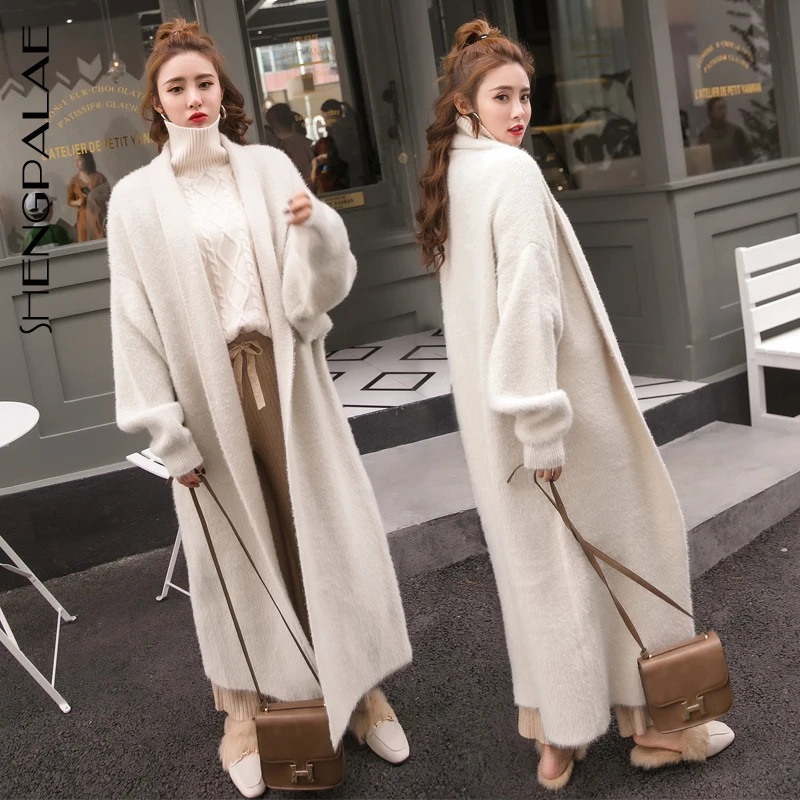 SHENGPALAE Spring Women Warm Coat Velvet V-neck Bat Long Sleeve Solid Jacket Loose Oversize Cardigans Sweater HD125 |