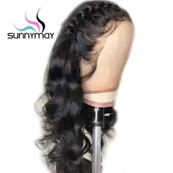 Sunnymay объемная волна 360 парики предварительно сорвал Волосы remy 360 Кружева Фронтальная парик с волосами младенца 130% Glueless бразильские парики