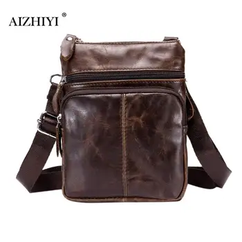 

AIZHIYI Brand Business Crossbody Bag for Men Fashion Leather Small Satchel Shoulder Bag Sling Genuine Leather Bag Handbag Bolsas
