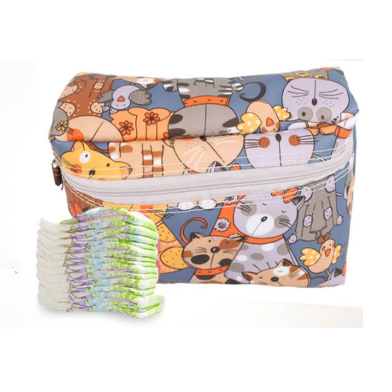 

New Cartoon Baby Diaper Caddy Organizer Wet/Dry Bag Storage Bag Stroller Accessories Travel Nappy Bag Multifunctional Mummy Bag