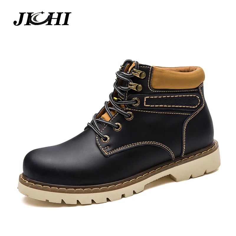 

2018 Brand New Casual Leather Boots Men Winter Warm Martin Boots For Men Waterproof Outdoor Work Ankle Boots Men's Footwear