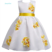 JaneyGao/Платья с цветочным узором для девочек для свадебной вечеринки, платье для маленьких девочек на день рождения, Платье До Колена Для девочек-подростков, платье для первого причастия