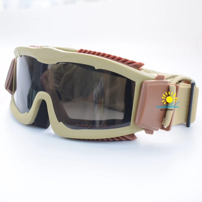 Мужские Баллистические военные тактические очки с 3 линзами, американские тактические армейские солнцезащитные очки, противотуманные очки для шлема, очки для страйкбола, уличные очки - Цвет: tan