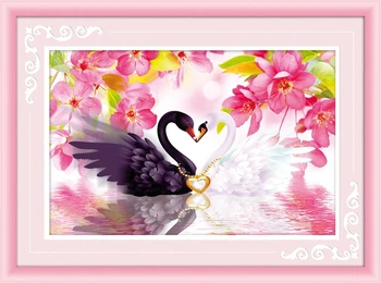 

diamond embroidery fantasy swans lover lake flowers 5d diamond Painting Cross Stitch needlework wedding bedroom decoration cheap