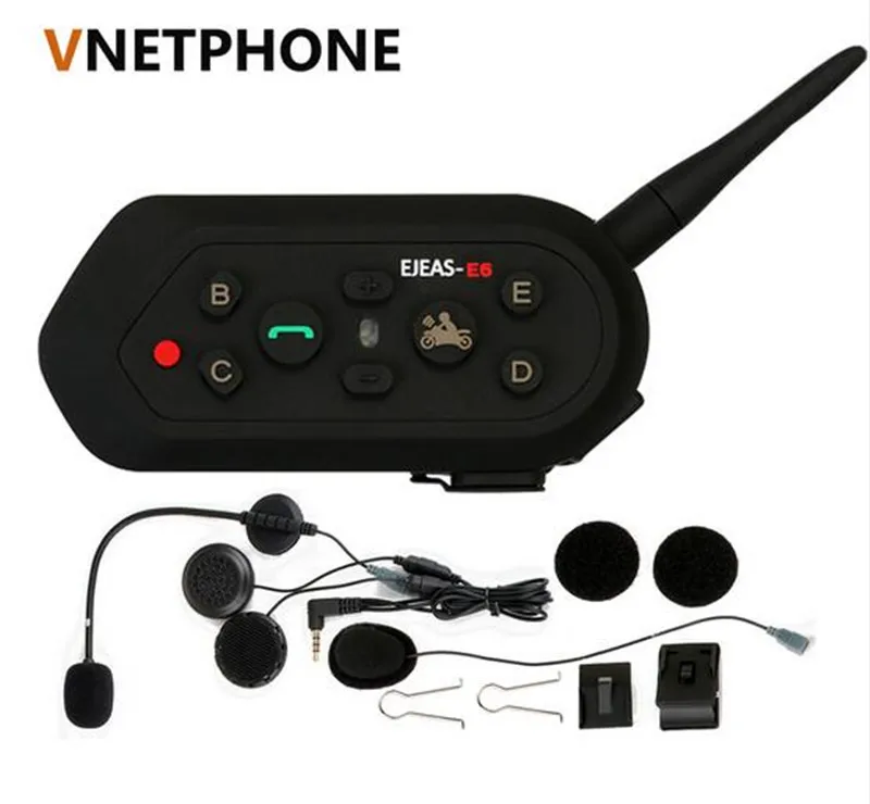

VNETPHONE E6 1200m VOX Bluetooth Motorcycle Intercom Headset for Half Full Face KTM Helmets Support Music MP3 Motorradhelm Blue