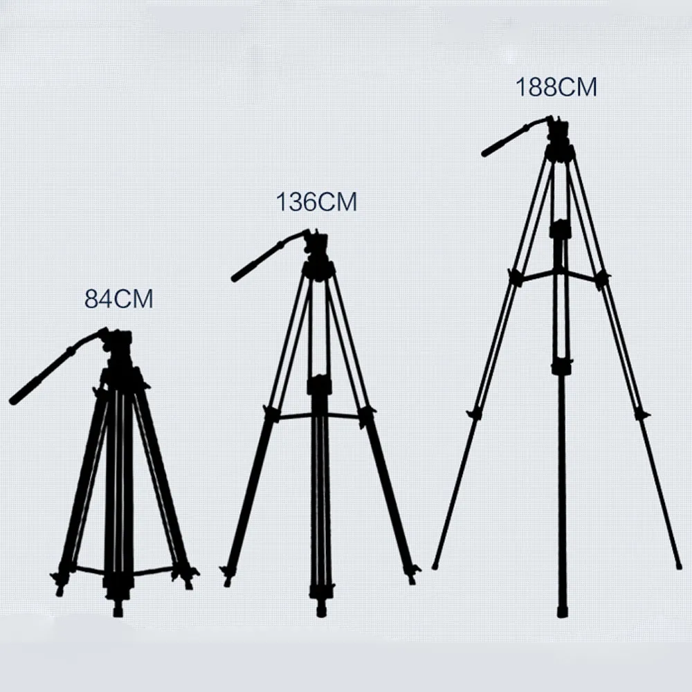  WF718 Professional Video Tripod DSLR Camera Heavy Duty Tripod with Fluid Pan Head 1.8m high Load 8k