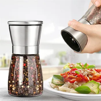 

Kitchen Pepper Grinder Sea Salt grinding Grain Crusher Stainless Steel+Glass Healthy Material Small Volume Convenient Operation