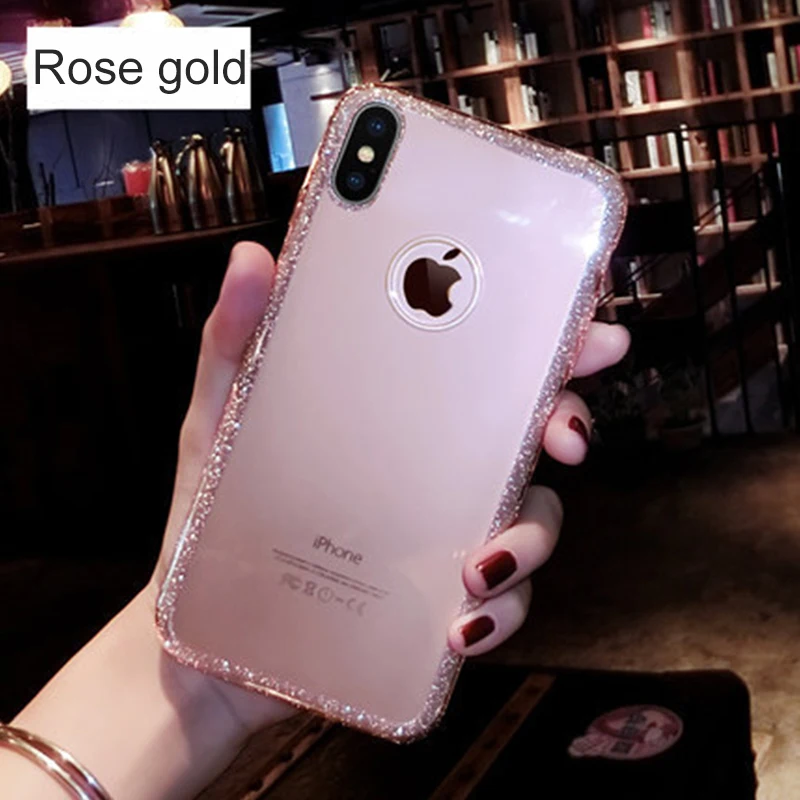  For Iphone 7 Case Iphone 6 6s 8 Plus Cases Glitter View Back Soft TPU Transparent Cover For Iphone X XR XS Mas Case 2019