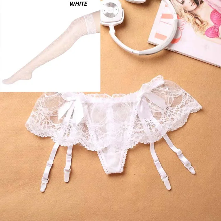 

Women Lingerie Garter Belt For Temptation Female Stockings Sexy Hot Sheer Wide Lace Top Suspender Belt Garter Pantyhose