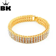 Мужские серебряные цвета Iced Out " 3 ряда имитация Cz хип-хоп браслет тяжелые шикарные высококачественные модные ювелирные изделия