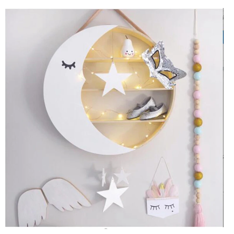 Hang Shelves Children Room Decor Moon Storage Racks Cute Wall Hanger