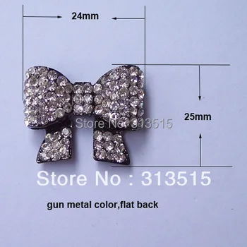 

(M0292) 24mmx25mm metal rhinestone embellishment without loop,flat back, gun metal plating