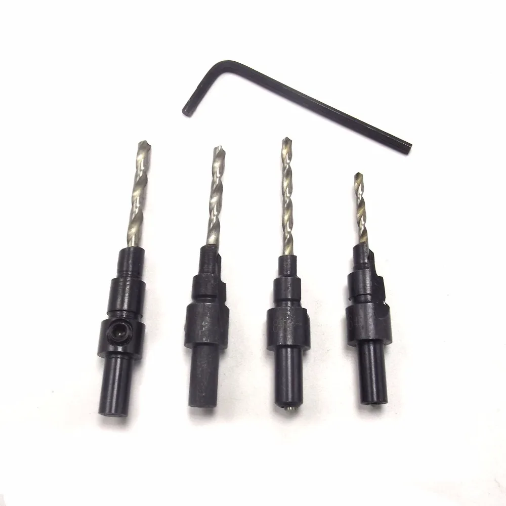 

4pcs Hss Industrial Burst Bit Set 1/4 "Hex Shank # 6 # 8 # 10 # 12 Woodworking Quick Change Drill Countersink Woodworking Cutter