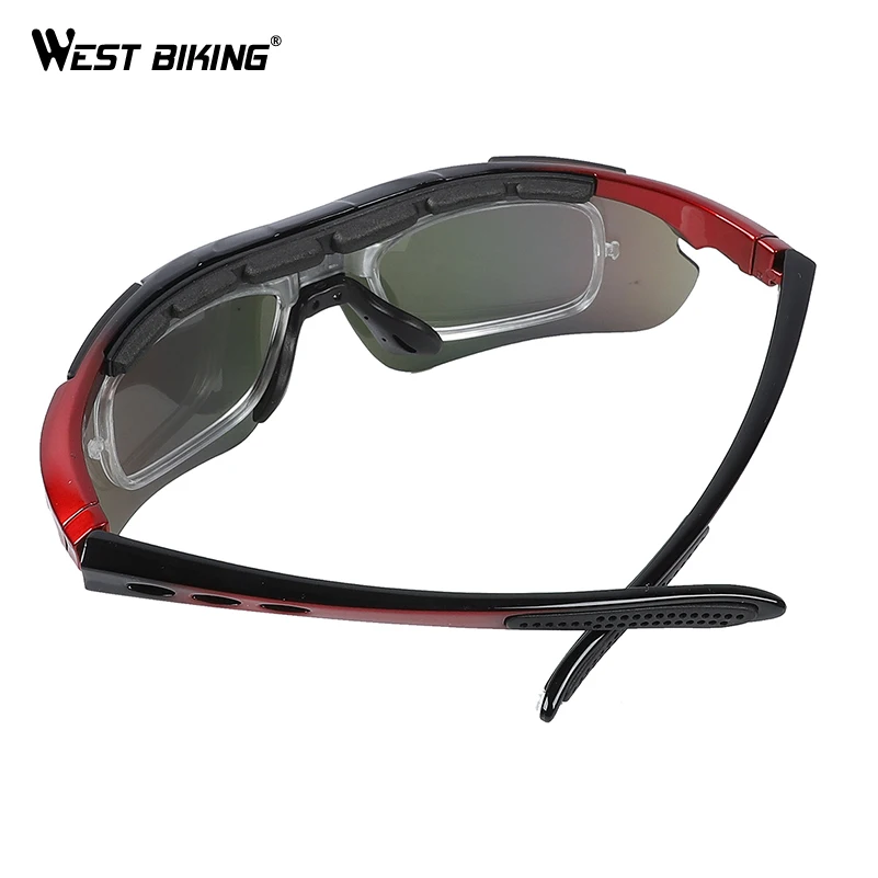 WEST BIKING 5 Lens Bicycle Glasses UV400 Windproof Cycling Glasses Myopia Frame Men Women Cycling Eyewear Cycling Sunglasses