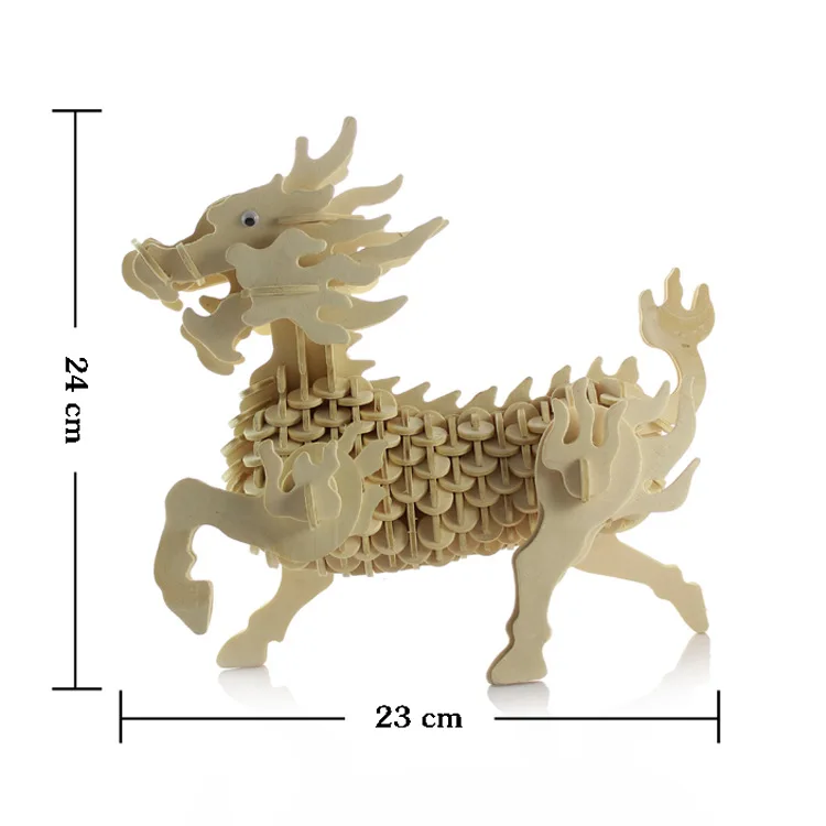 3d Wooden Three-dimensional Jigsaw Puzzle Toys For Children Diy Handmade Wooden Model Of A Small Animal Unicorn 2021 hello carbot unicorn series transformation action figure robot models 2 in 1 one step model deformed car model children toys