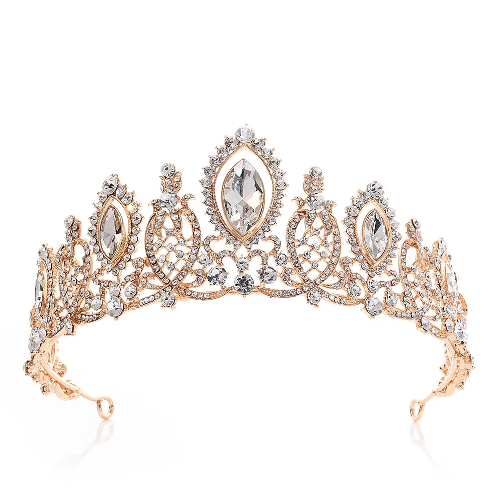 Роскошный Блестящий Кристалл корона принцессы ободок большие стразы Корона свадебная тиара для женщин Свадебные украшения для волос