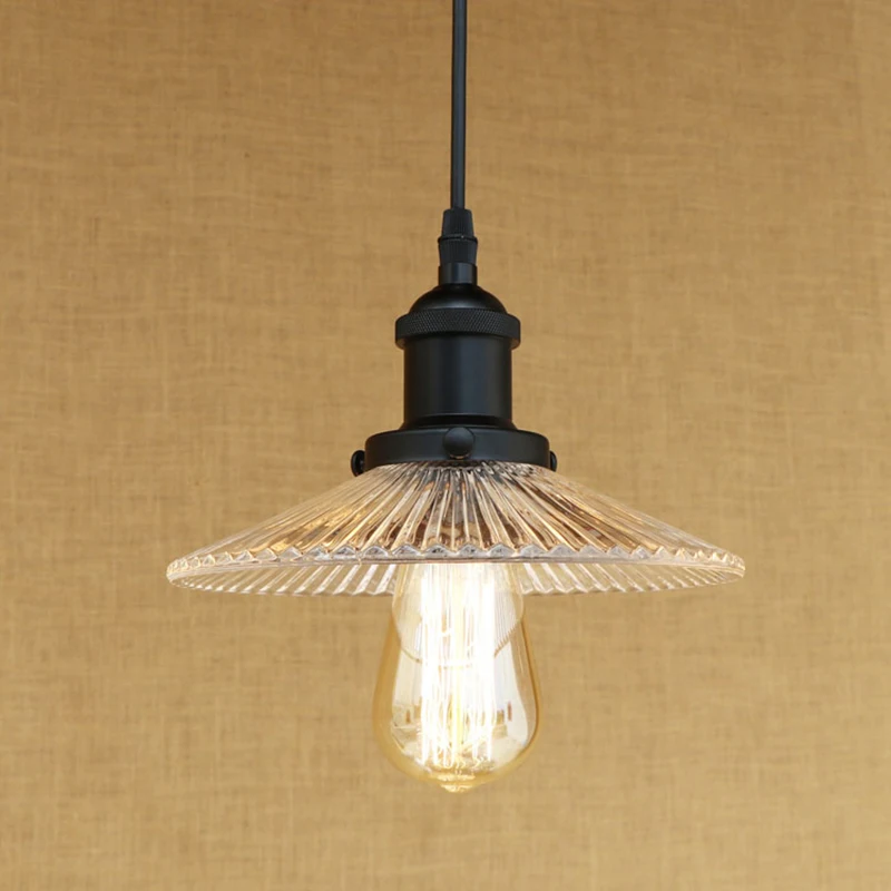 Современный ретро стеклянный подвесной светильник винтажный E27 американский