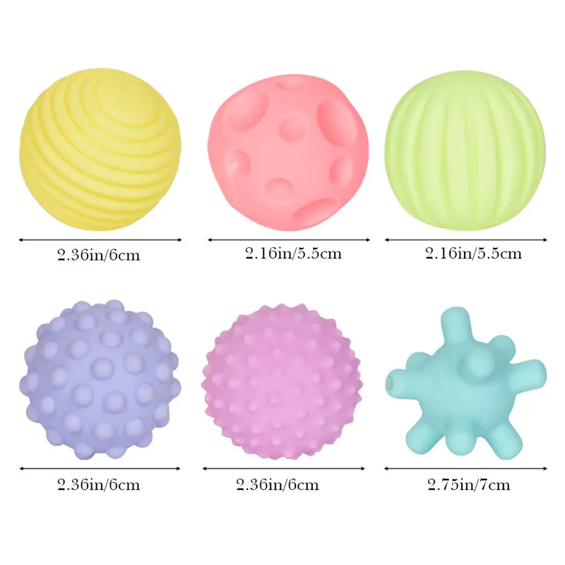 6/8Pcs Children Ball Textured Multi Sensory Tactile Pinch Soft Ball Toy Set Develop Baby Senses Training Massage Touch Hand Ball