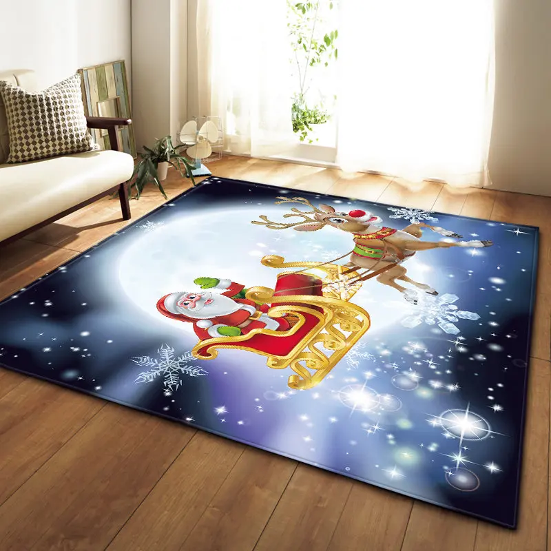 Рождественские декоративные коврики 3D Санта Клаус ковры для детской комнаты игровой коврик фланелевый пены памяти ковер для гостиной - Цвет: No-1