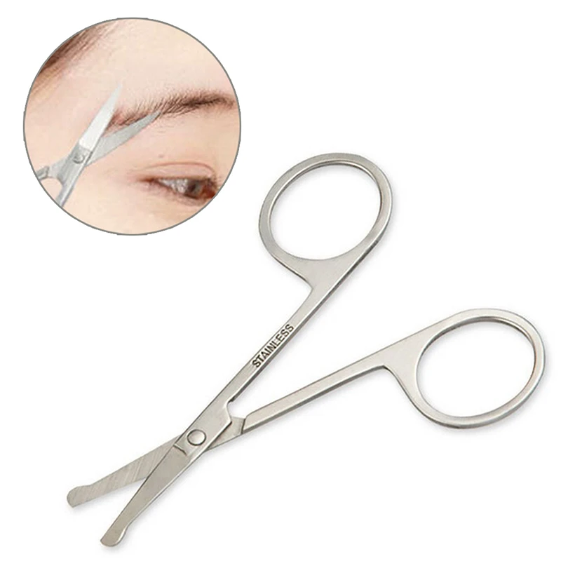 Stainless Steel Round Head Nose Hair / Eyebrow Trimming Scissors