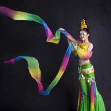 0134) женские длинные рукава с блестками классический китайский танец девушка Таиланд дунхуан летающие танцевальные костюмы Луна сказочная одежда