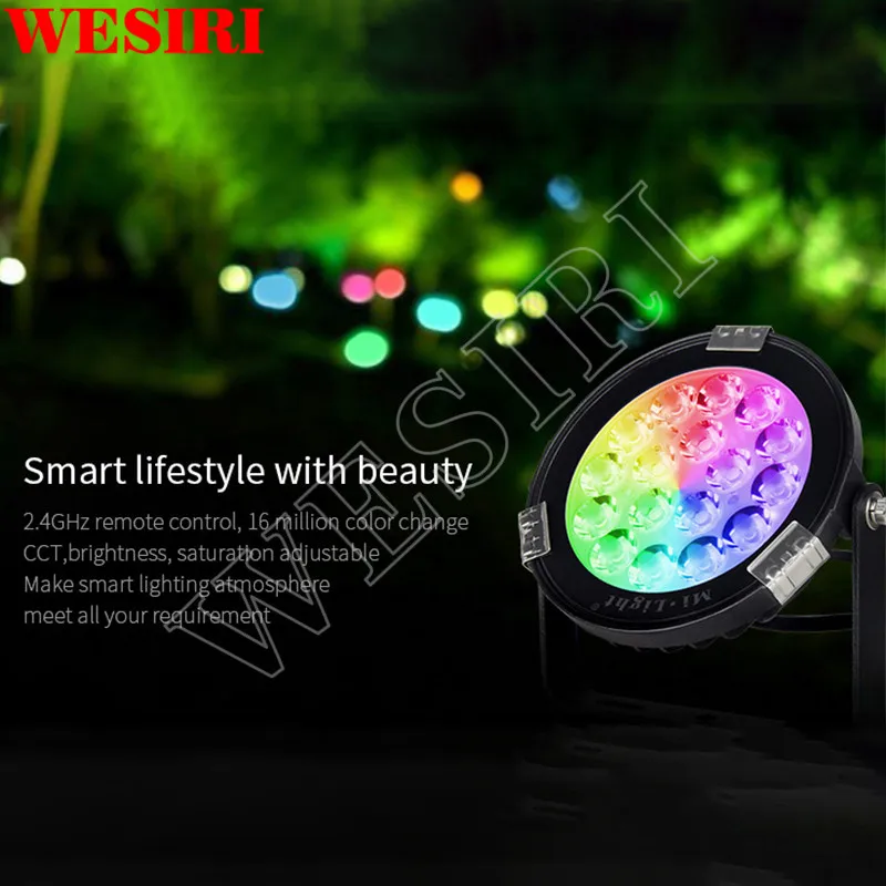 Mi.Light 9W RGB + CCT Светодиодная лампа для сада 10000 в постоянного тока IP65