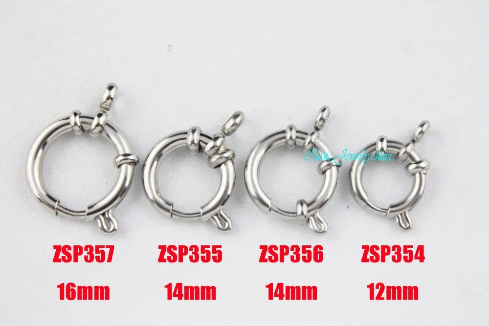 

12mm-16mm added loop bolt Spring stainless steel necklace end Clasps spring fastener jewelry accessories 20pcs ZSP354-ZSP357