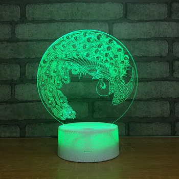 

Acrylic Personality Led Night Light Colorful Remote Control Phoenix 3d Touch Lamp White base Lovely 7 color change 3D Lamp