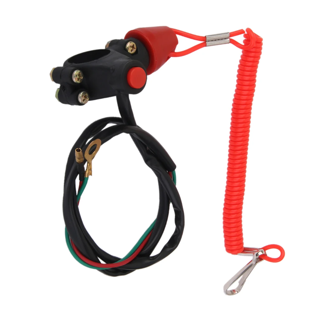 Universal Red Black motorcycle Motorbike Motor Pit Bikes Engine Stop Cut Off Tether Line Safety Lanyard Kill Switch Push Button
