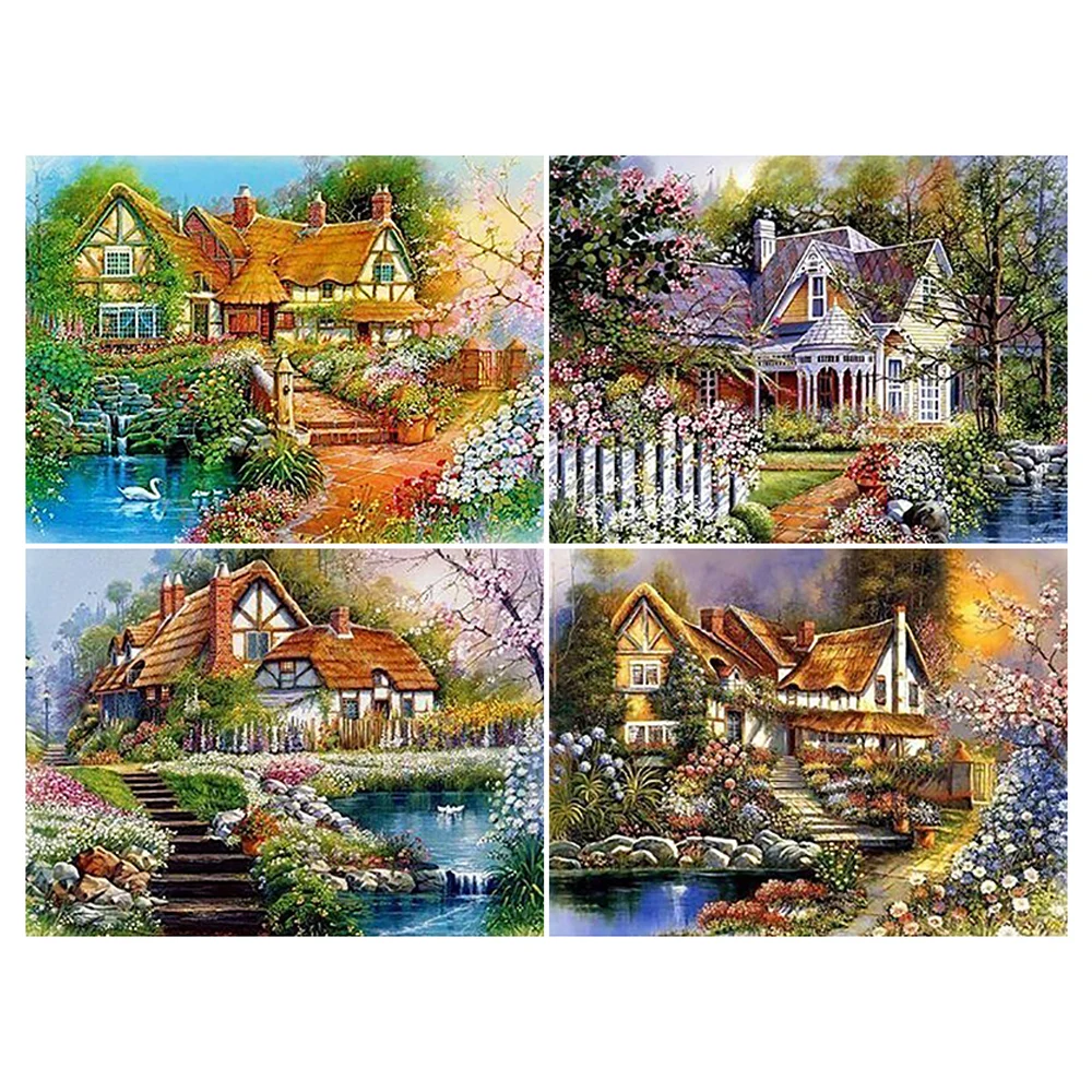 

100% Full 5D Diy Daimond Painting "Country House" 3D Diamond Painting Round Rhinestones Diamant Painting Embroidery Scenery