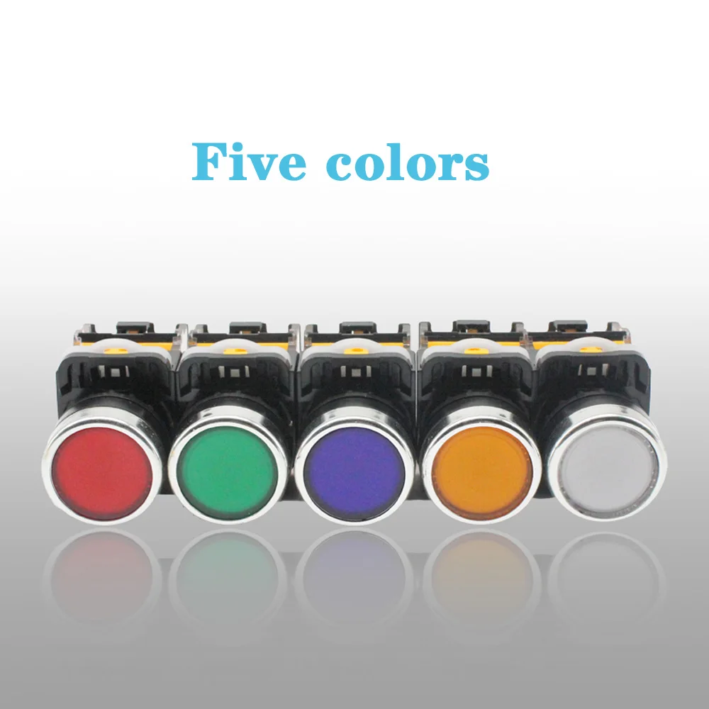

LA38-11DS 1PCS LED Latching Switch Sliver Contact Push Button Switch with Light 24V 220V 22mm Red Yellow Blue Green