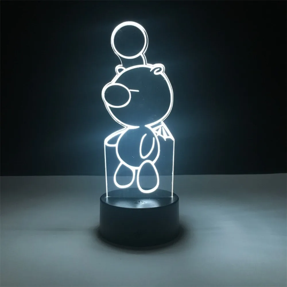 Final Fantasy Moogle Lampara игрушка Цвет изменение 3D DIY светодиодный Ночной светильник Настольная лампа фигурку светильник ing Детская кукла подарок