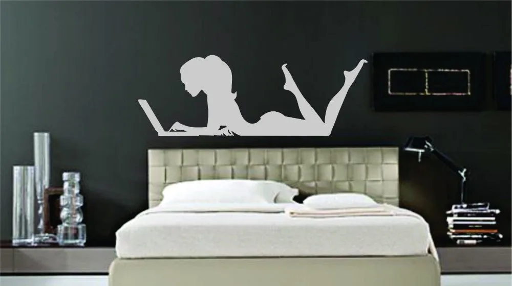 computer girl vinyl wall decal sexy women girl body full laptop