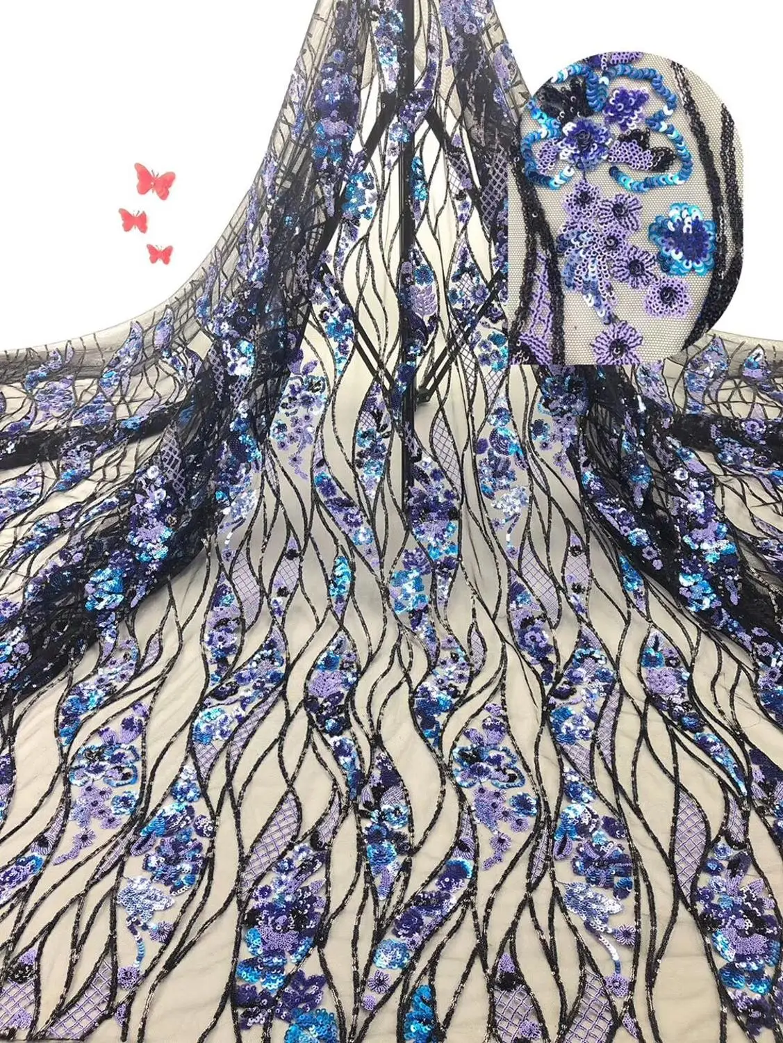 

Popular embroidery African tulle lace French net fabric SYJ-6291 embrodery lace fabric for dress