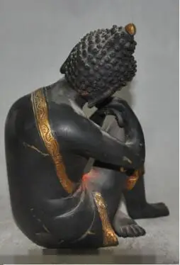 

S1268 8" tibet buddhism fane pure bronze sakyamuni Shakyamuni Sleeping buddha statue