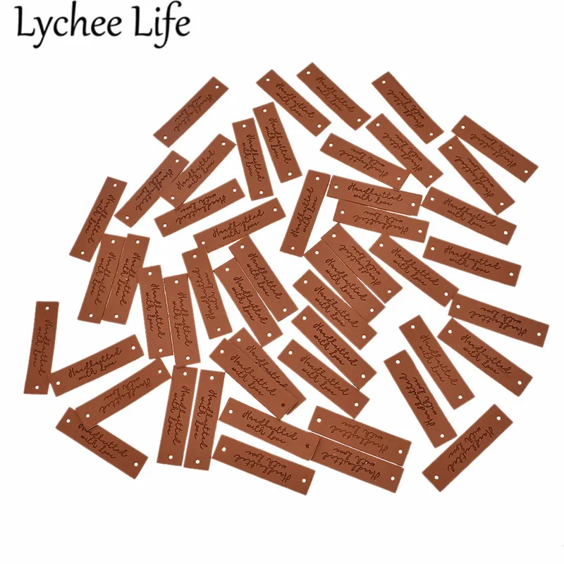 Lychee Life 50 шт. кожаные этикетки ручной работы с буквенным принтом розы этикетки самодельные Украшения швейная ткань моющиеся принадлежности аксессуары - Цвет: 1