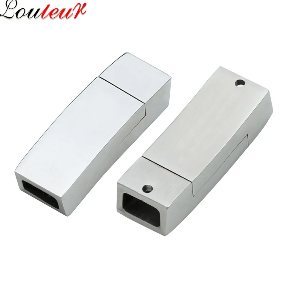 LOULEUR 1pc 6*3mm Stainless Steel Clasps Leather Cord Necklace