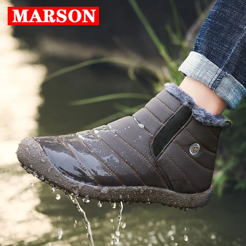 MARSON/Мужская зимняя обувь однотонные мужские зимние ботинки 4 цветов Теплые