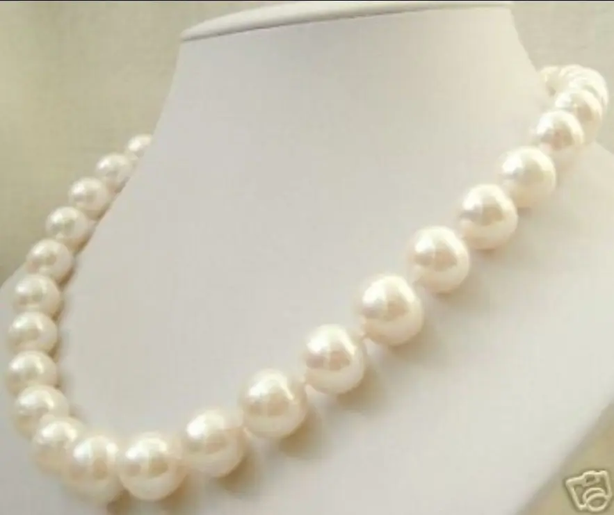 

FREE SHIPPING>>>@@ > BIG! 11-12MM SOUTH SEA WHITE PEARL NECKLACE 17" AAA ^^^@^Noble style Natural Fine jewe &