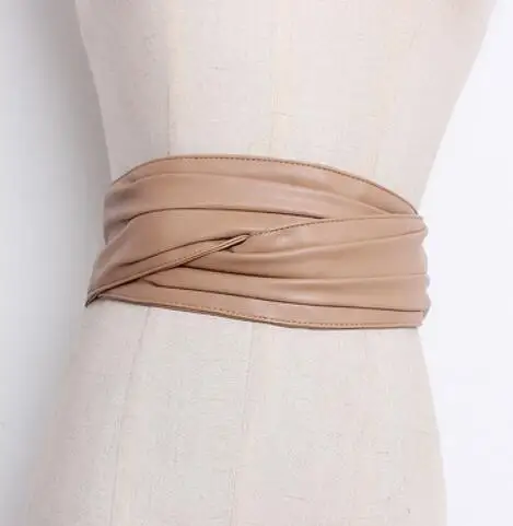 khaki Женские Подиумные модные пояса из искусственной кожи женские платья Корсеты Пояс Ремни украшения широкий пояс R096 - Цвет: khaki