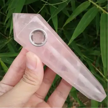 Natural Pink Rose Quartz Crystal Smoking Pipes  1