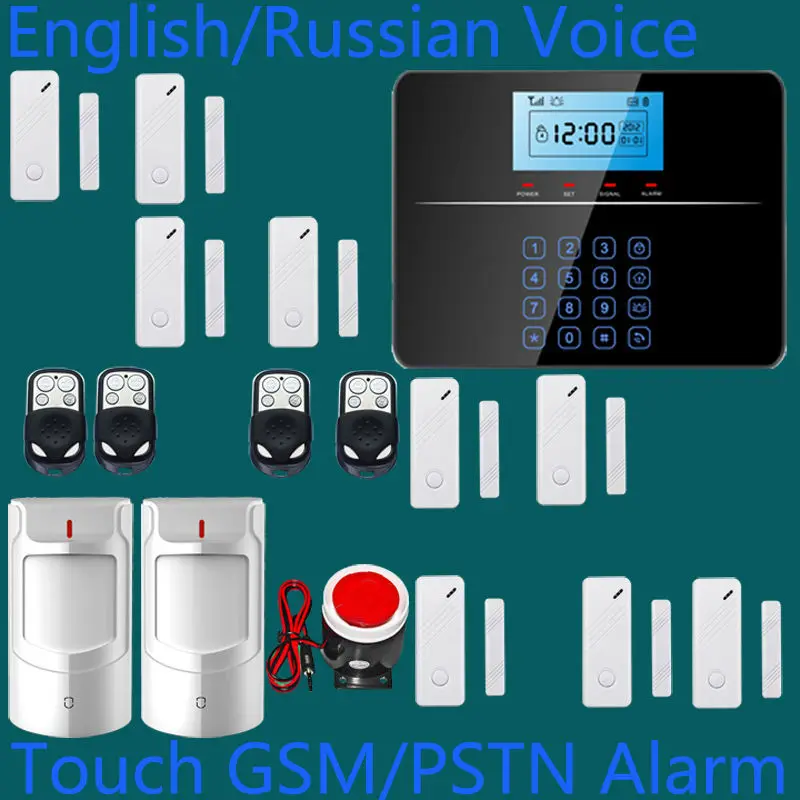 

quad bands GSM PSTN alarm system Home alarm system alarm systems 2 years warranty with Russian Engish Voice