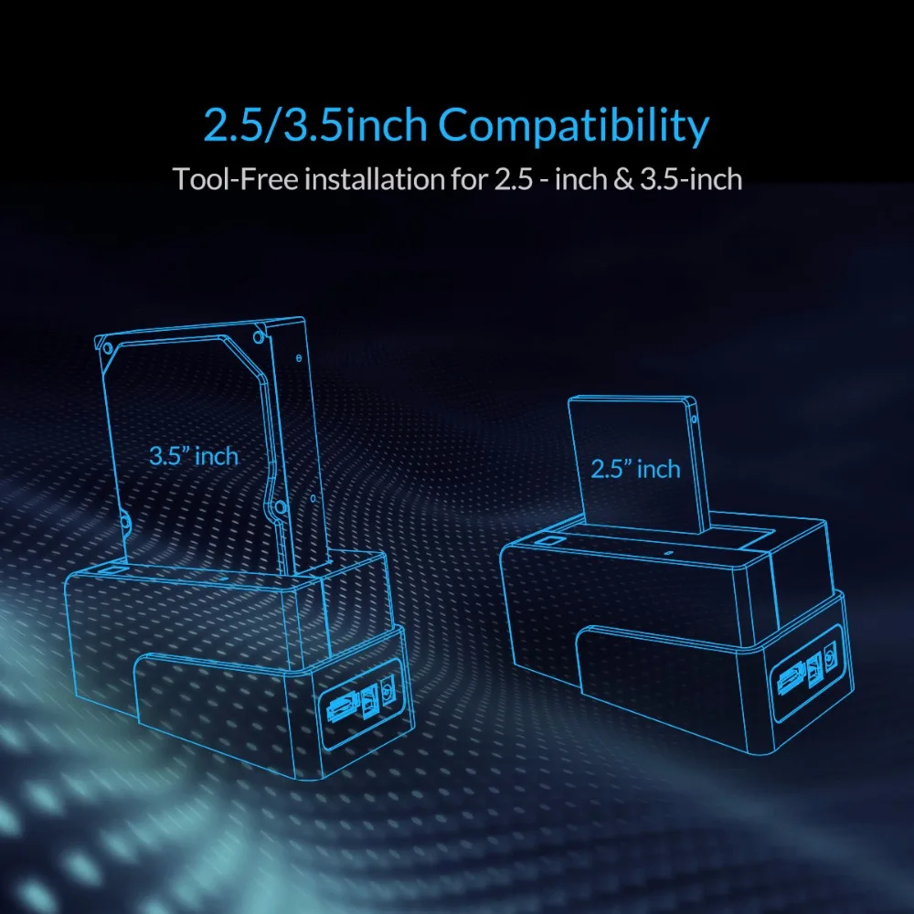 ORICO 2,5/3,5 дюйма 6618SUS3 супер скорость USB3.0 и eSATA внешний жесткий диск Док-станция с 12V2. 5A адаптер питания 1 м кабель для передачи данных