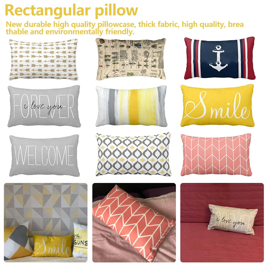

1pc 30X50 Pillow Cover Home Rectangle Design Pillowcase For Home Comfortable Sleep Pure Contract And Cool Pillowcase