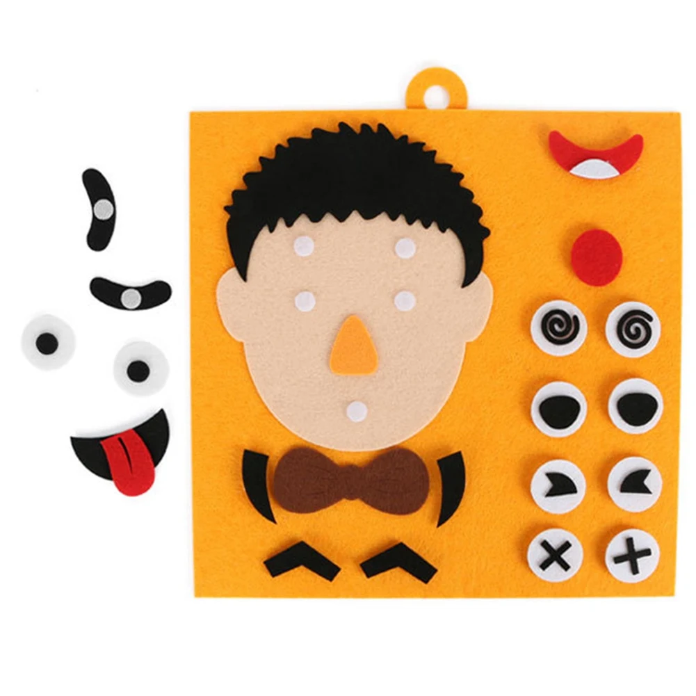 Cute Felt Cloth Facial Expression Puzzle 3D Five Sense Organs Toy Kids Recognition Training Toys DIY Educational Toy