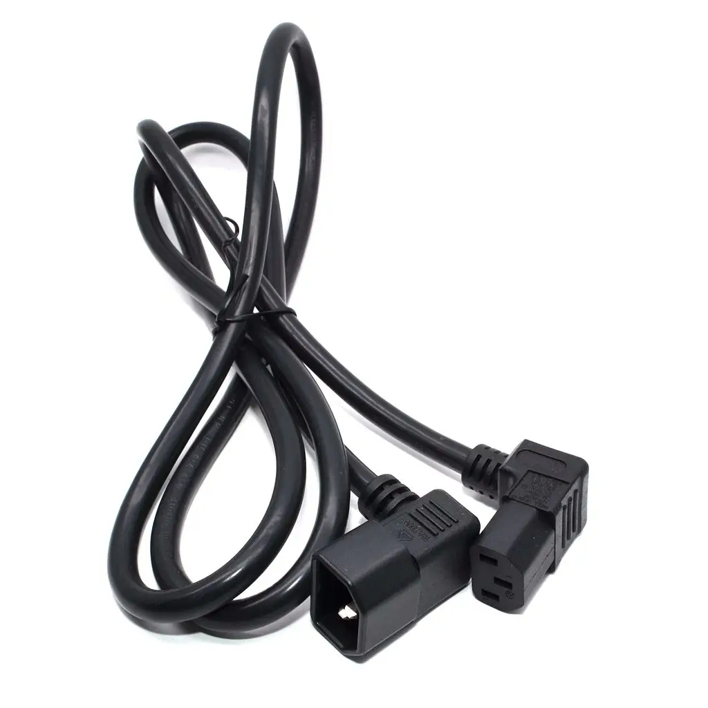 IEC 320 C14 Male to C13 Female Cord, C13 to C14 Dual Down Angle Right Angle Power Cable About 1.5M 1PCS
