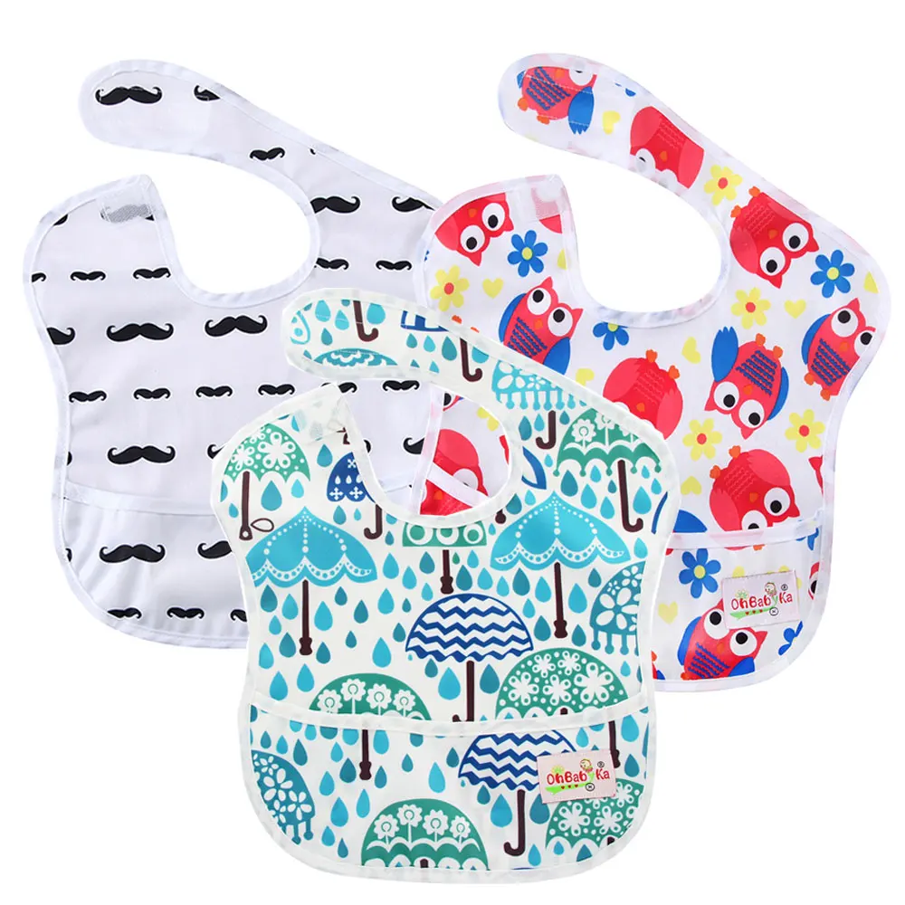 

Ohbabyka 3PCS/Pack Waterproof Bibs for Baby Feeding Clothes Baberos Bebes Infant Baby Boys Bibs Reusable Baby Shower Gifts
