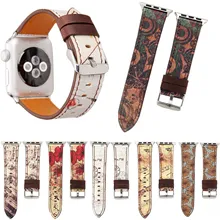 Винтажный цветочный кожаный ремешок для Apple Watch Series 5 4 3 2 1 браслет Музыкальный ремешок для iWatch 38 40 42 44 мм браслет ремень
