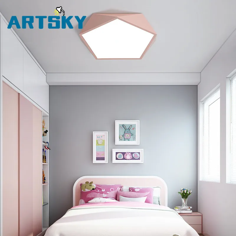 

Nordic Diamond shape LED Acrylic Ceiling Lights creative Macarons luminaria living room kids room aisle Home Decoration
